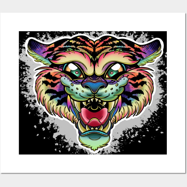 Technicolor Tiger Wall Art by InkyMcStapleface